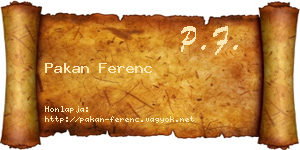 Pakan Ferenc névjegykártya
